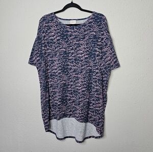 LuLaRoe Polka Dot Irma Tunic Shirt Blue Pink Size M Medium Hi Lo Hem Oversized